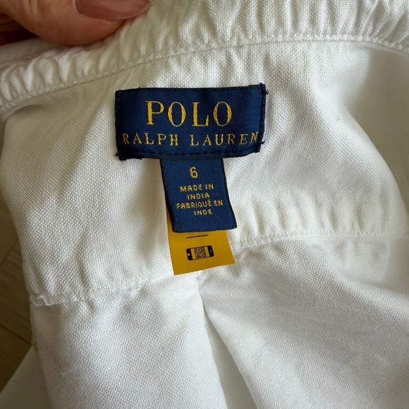 Polo Ralph Lauren White Boys Button Down Shirt Sz 6 - Picture 4 of 4